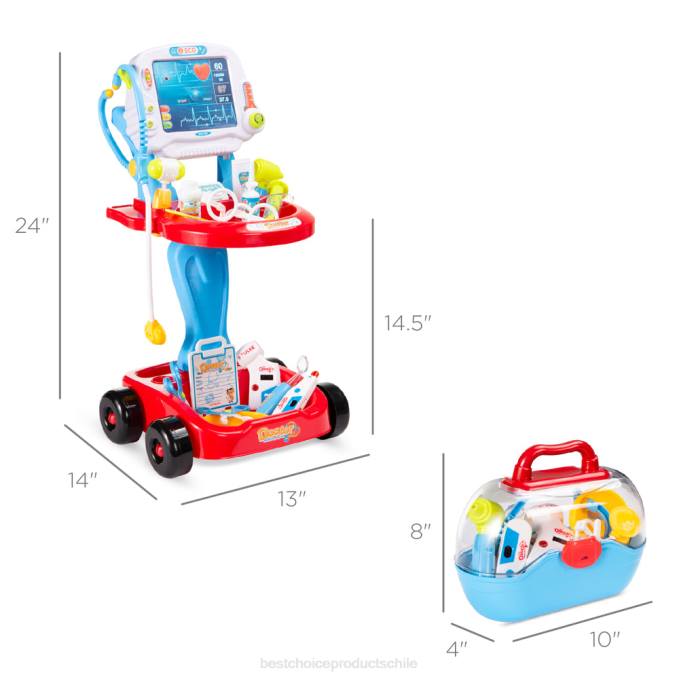 juguete y juego | Best Choice Products kit de doctor para niños, niños y niñas con 17 accesorios y carrito móvil azul08BN272