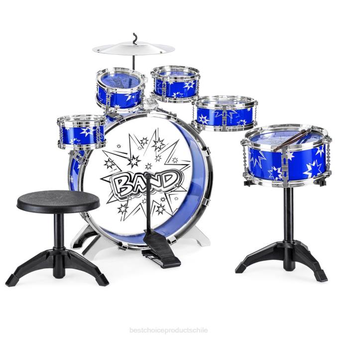 juguete y juego | Best Choice Products Juego de juguetes de instrumentos musicales de percusión de tambor para principiantes para niños de 11 piezas azul08BN1018