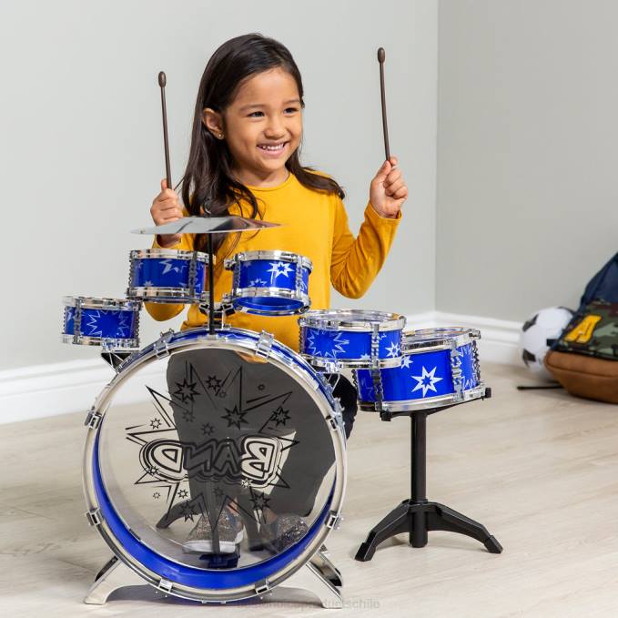 juguete y juego | Best Choice Products Juego de juguetes de instrumentos musicales de percusión de tambor para principiantes para niños de 11 piezas azul08BN1018