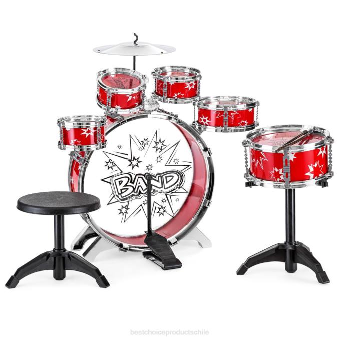 juguete y juego | Best Choice Products Juego de juguetes de instrumentos musicales de percusión de tambor para principiantes para niños de 11 piezas rojo08BN1020