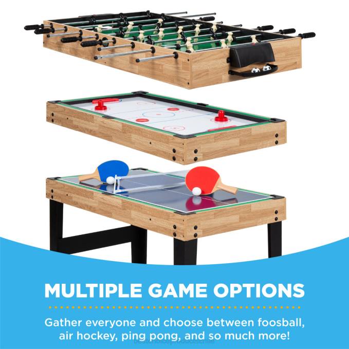 juguete y juego | Best Choice Products Juego de mesa combinado 10 en 1 con billar, futbolín, ping pong y ajedrez natural08BN270