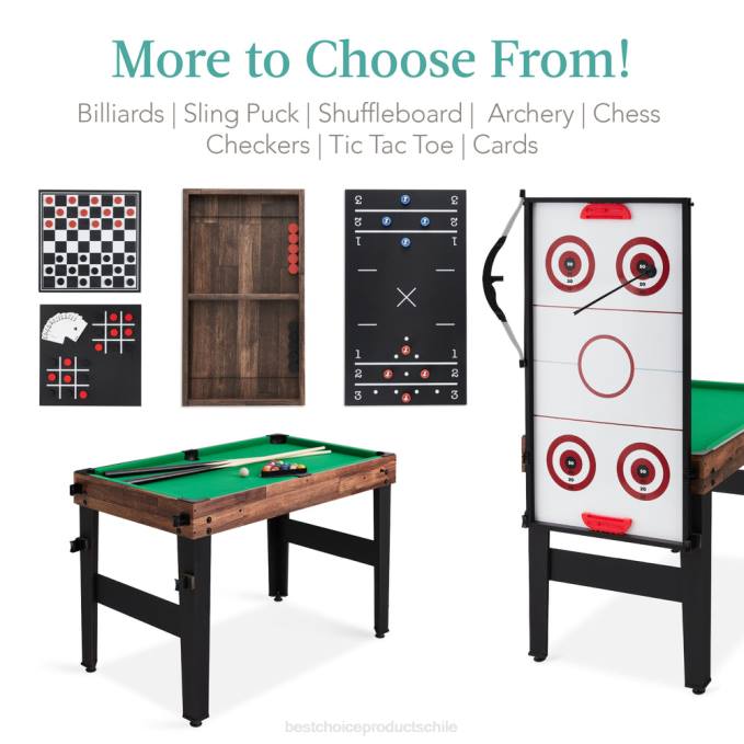 juguete y juego | Best Choice Products Juego de mesa de juego combinado 13 en 1 con ping pong, futbolín, baloncesto y air hockey marron oscuro08BN286