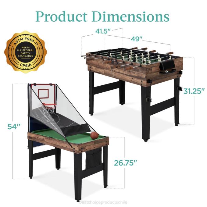 juguete y juego | Best Choice Products Juego de mesa de juego combinado 13 en 1 con ping pong, futbolín, baloncesto y air hockey marron oscuro08BN286