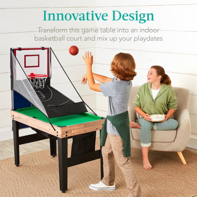 juguete y juego | Best Choice Products Juego de mesa de juego combinado 13 en 1 con ping pong, futbolín, baloncesto y air hockey natural08BN287