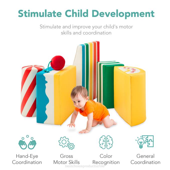 juguete y juego | Best Choice Products Juego de estructura de formas de espuma suave para niños de 5 piezas para escalar y gatear golosinas08BN310