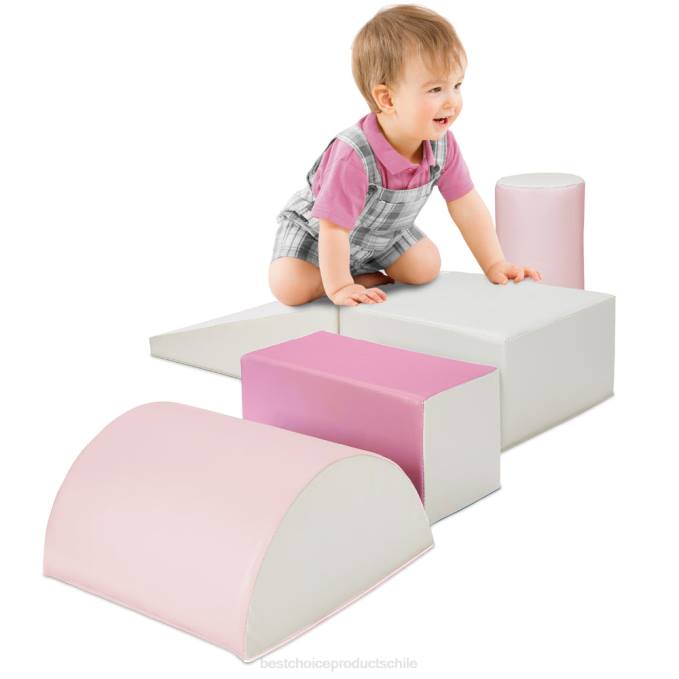 juguete y juego | Best Choice Products Juego de estructura de formas de espuma suave para niños de 5 piezas para escalar y gatear rosa08BN314