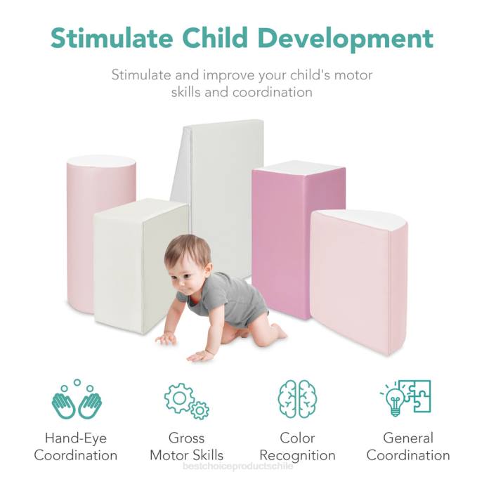 juguete y juego | Best Choice Products Juego de estructura de formas de espuma suave para niños de 5 piezas para escalar y gatear rosa08BN314