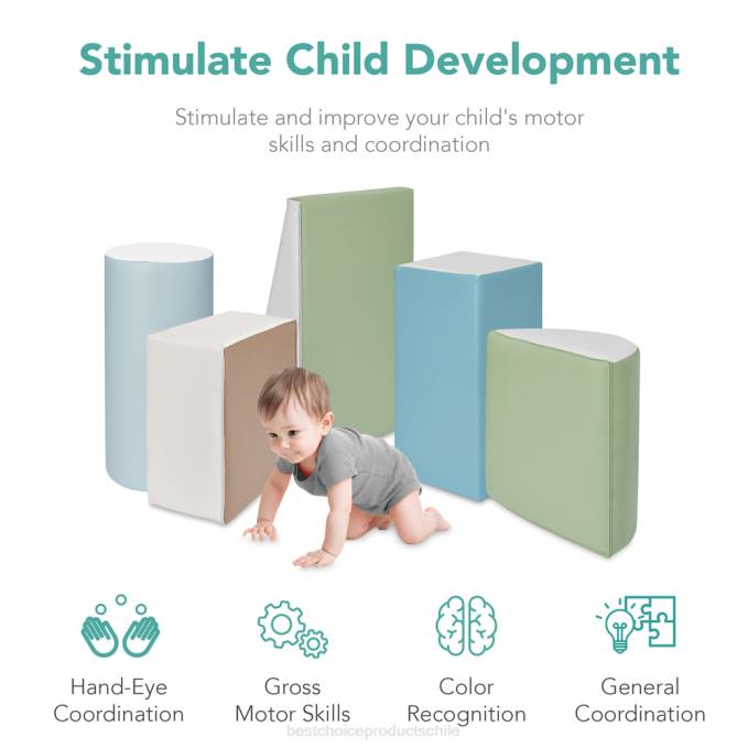 juguete y juego | Best Choice Products Juego de estructura de formas de espuma suave para niños de 5 piezas para escalar y gatear tono tierra08BN313
