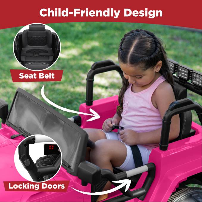 juguete y juego | Best Choice Products Camión de juguete para niños de 12 V con 3 velocidades, LED, control remoto y Bluetooth Rosa caliente08BN541