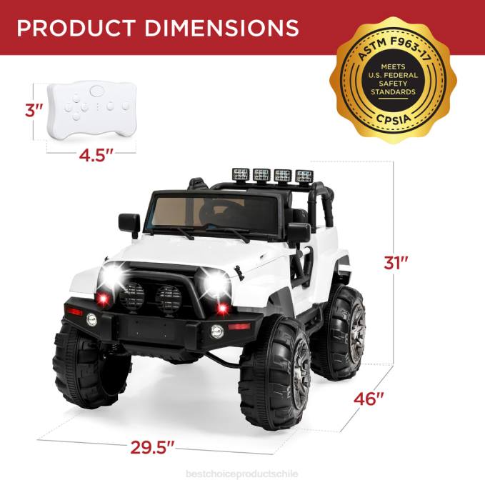 juguete y juego | Best Choice Products Camión de juguete para niños de 12 V con 3 velocidades, LED, control remoto y Bluetooth blanco08BN533