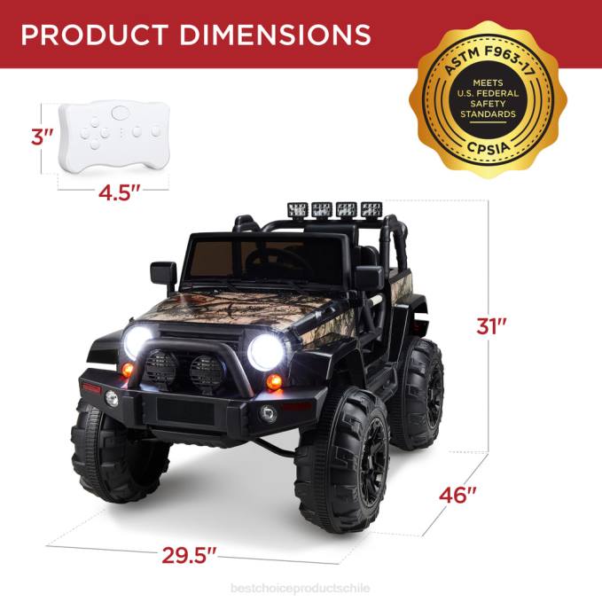 juguete y juego | Best Choice Products Camión de juguete para niños de 12 V con 3 velocidades, LED, control remoto y Bluetooth camuflaje08BN536