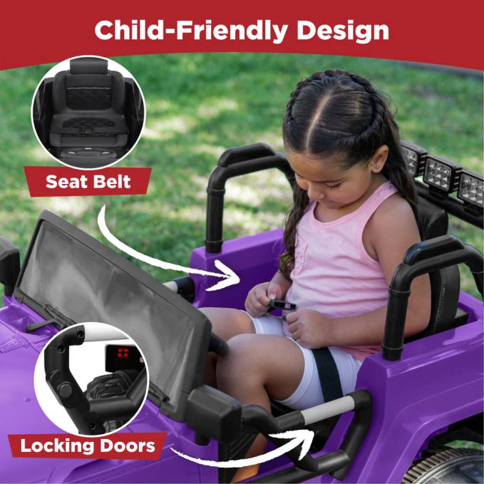 juguete y juego | Best Choice Products Camión de juguete para niños de 12 V con 3 velocidades, LED, control remoto y Bluetooth púrpura08BN538