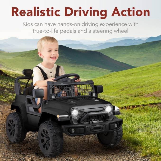 juguete y juego | Best Choice Products Camión para niños de 6 V con control remoto para padres y suspensión en las 4 ruedas negro08BN556
