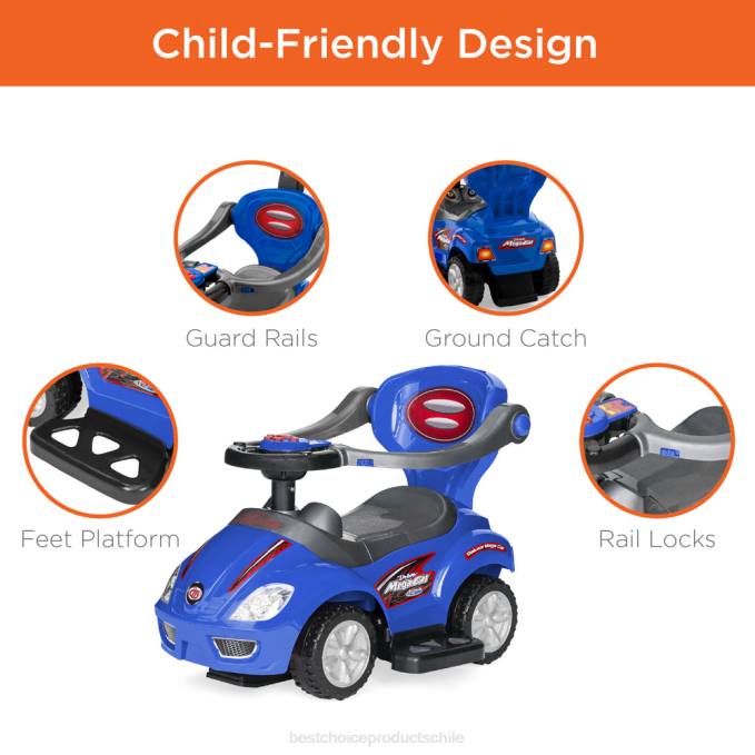 juguete y juego | Best Choice Products Coche de empuje para niños 3 en 1 con asa y bocina azul08BN1002