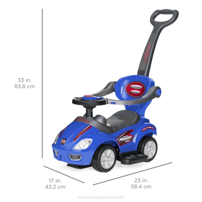 juguete y juego | Best Choice Products Coche de empuje para niños 3 en 1 con asa y bocina azul08BN1002