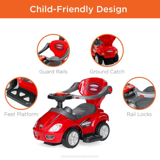 juguete y juego | Best Choice Products Coche de empuje para niños 3 en 1 con asa y bocina rojo08BN1000