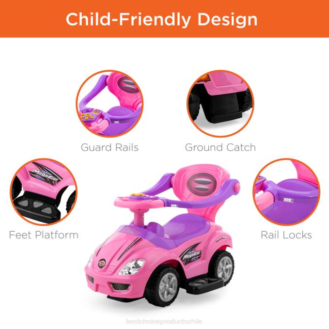 juguete y juego | Best Choice Products Coche de empuje para niños 3 en 1 con asa y bocina rosa08BN1001