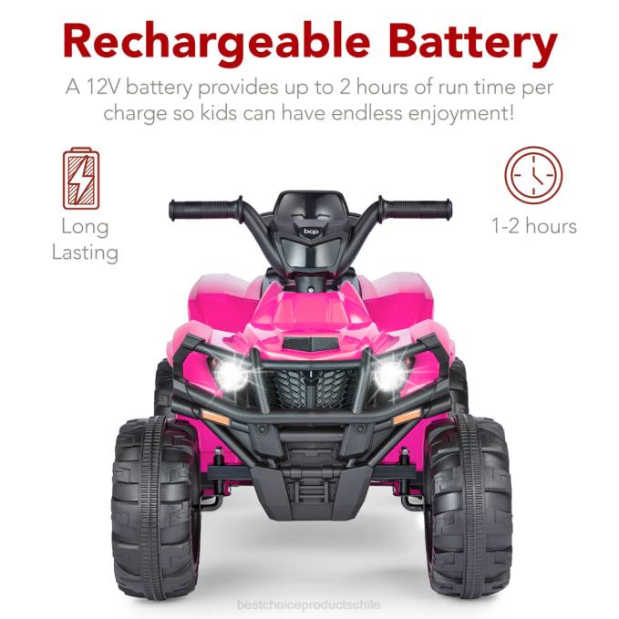 juguete y juego | Best Choice Products Coche quad atv de 4 ruedas para niños de 12 V con velocidad máxima de 2,4 mph, bluetooth y faros Rosa caliente08BN277