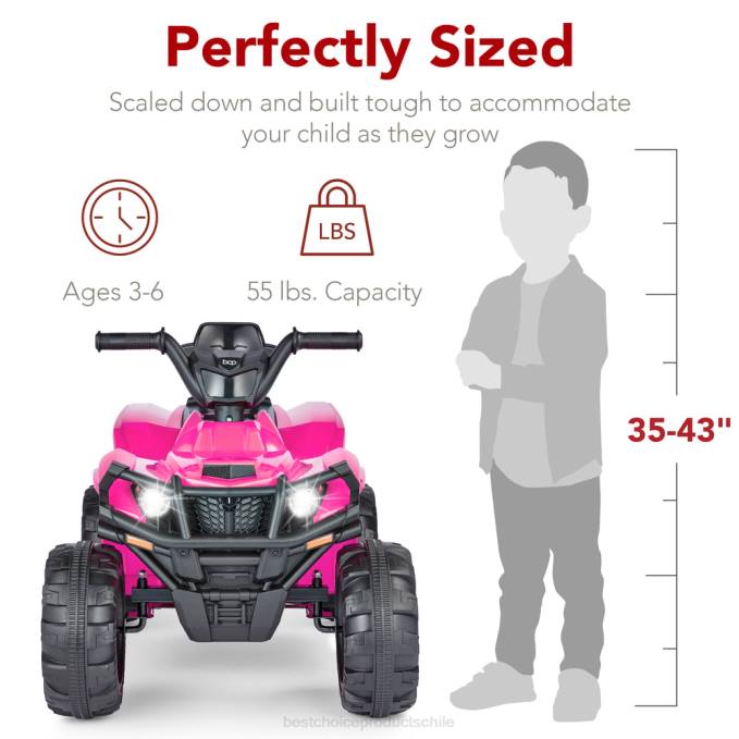 juguete y juego | Best Choice Products Coche quad atv de 4 ruedas para niños de 12 V con velocidad máxima de 2,4 mph, bluetooth y faros Rosa caliente08BN277