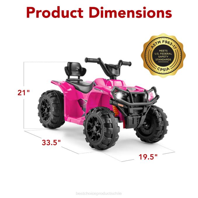 juguete y juego | Best Choice Products Coche quad atv de 4 ruedas para niños de 12 V con velocidad máxima de 2,4 mph, bluetooth y faros Rosa caliente08BN277