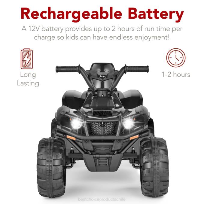 juguete y juego | Best Choice Products Coche quad atv de 4 ruedas para niños de 12 V con velocidad máxima de 2,4 mph, bluetooth y faros negro08BN275