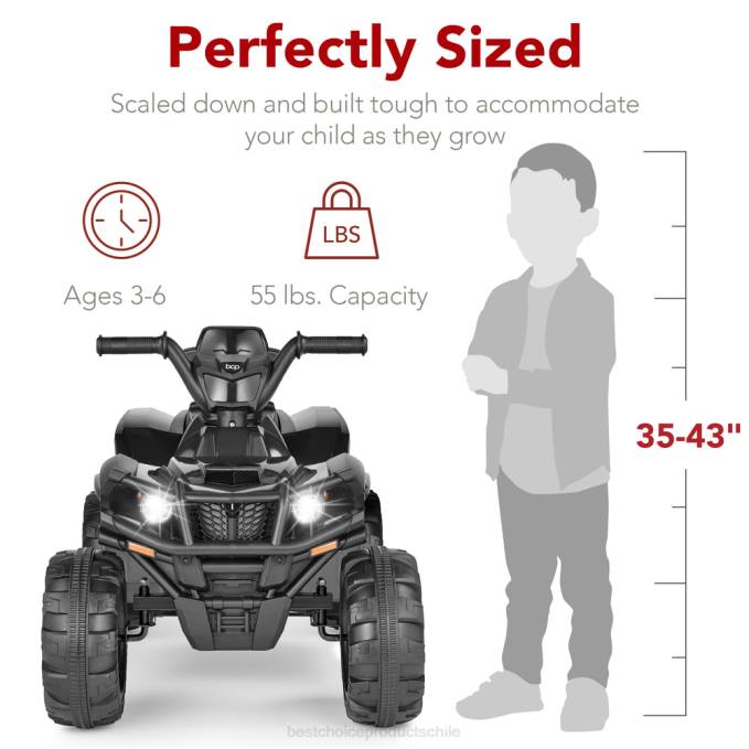 juguete y juego | Best Choice Products Coche quad atv de 4 ruedas para niños de 12 V con velocidad máxima de 2,4 mph, bluetooth y faros negro08BN275