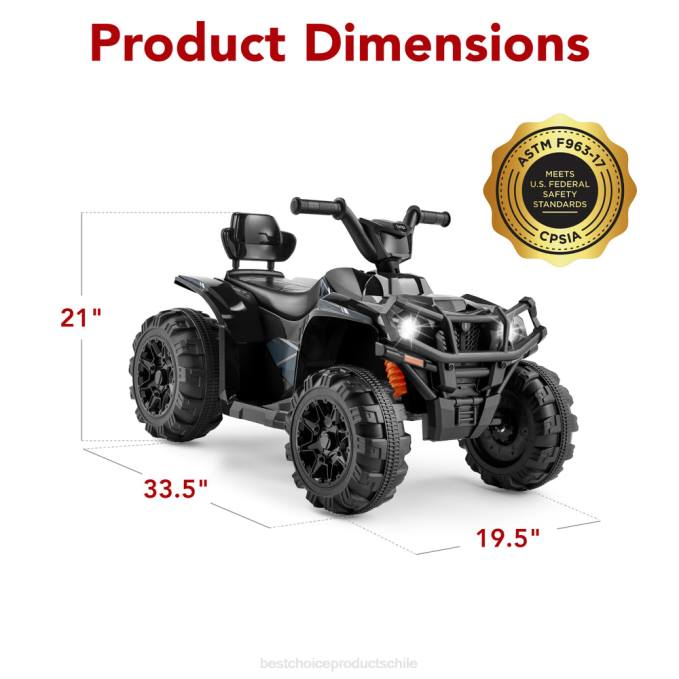 juguete y juego | Best Choice Products Coche quad atv de 4 ruedas para niños de 12 V con velocidad máxima de 2,4 mph, bluetooth y faros negro08BN275