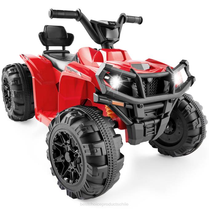 juguete y juego | Best Choice Products Coche quad atv de 4 ruedas para niños de 12 V con velocidad máxima de 2,4 mph, bluetooth y faros rojo08BN276