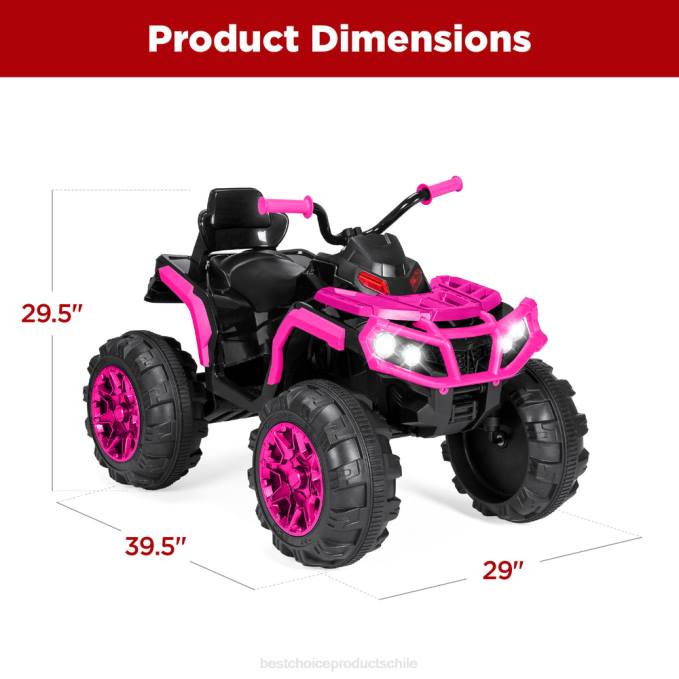 juguete y juego | Best Choice Products Coche quad atv de 4 ruedas para niños de 12 V con velocidad máxima de 3,7 mph, bluetooth y faros Rosa caliente08BN501