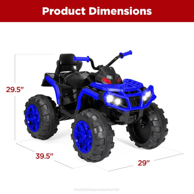 juguete y juego | Best Choice Products Coche quad atv de 4 ruedas para niños de 12 V con velocidad máxima de 3,7 mph, bluetooth y faros azul08BN500