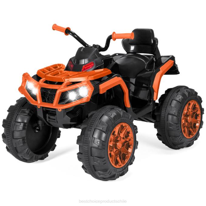juguete y juego | Best Choice Products Coche quad atv de 4 ruedas para niños de 12 V con velocidad máxima de 3,7 mph, bluetooth y faros naranja08BN498