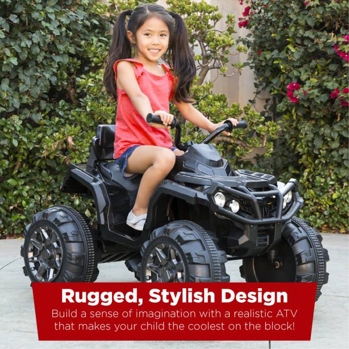 juguete y juego | Best Choice Products Coche quad atv de 4 ruedas para niños de 12 V con velocidad máxima de 3,7 mph, bluetooth y faros negro08BN496