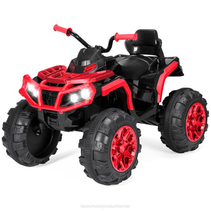 juguete y juego | Best Choice Products Coche quad atv de 4 ruedas para niños de 12 V con velocidad máxima de 3,7 mph, bluetooth y faros rojo08BN497