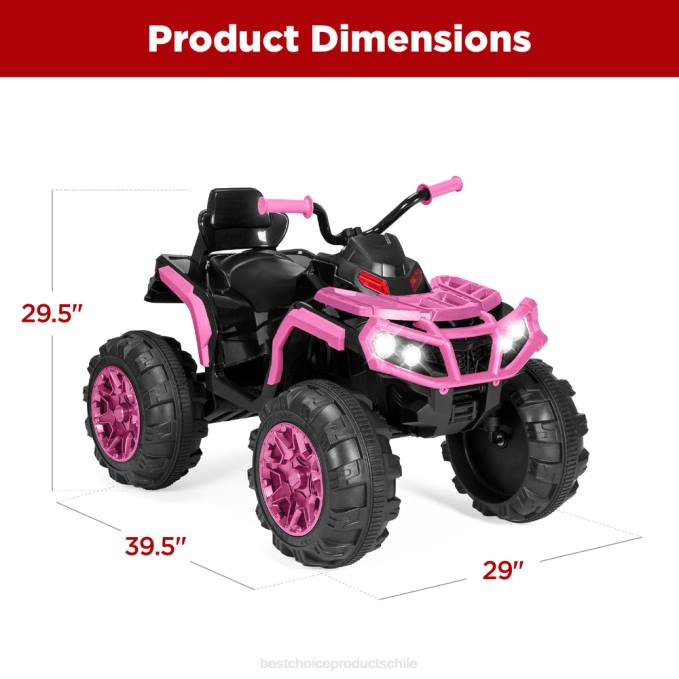 juguete y juego | Best Choice Products Coche quad atv de 4 ruedas para niños de 12 V con velocidad máxima de 3,7 mph, bluetooth y faros rosa08BN499