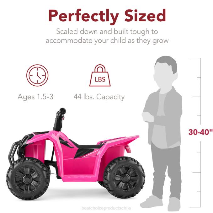 juguete y juego | Best Choice Products Coche quad atv de 4 ruedas para niños de 6 V con velocidad máxima de 1,8 mph y neumáticos con banda de rodadura Rosa caliente08BN526