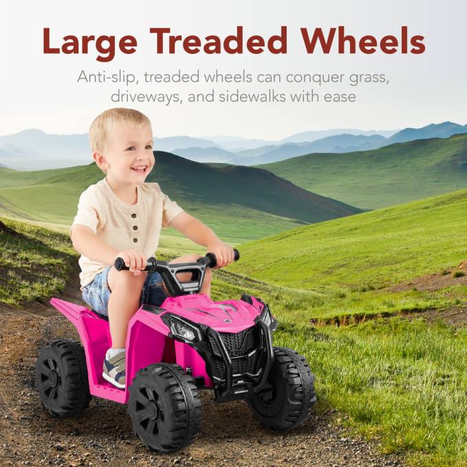 juguete y juego | Best Choice Products Coche quad atv de 4 ruedas para niños de 6 V con velocidad máxima de 1,8 mph y neumáticos con banda de rodadura Rosa caliente08BN526