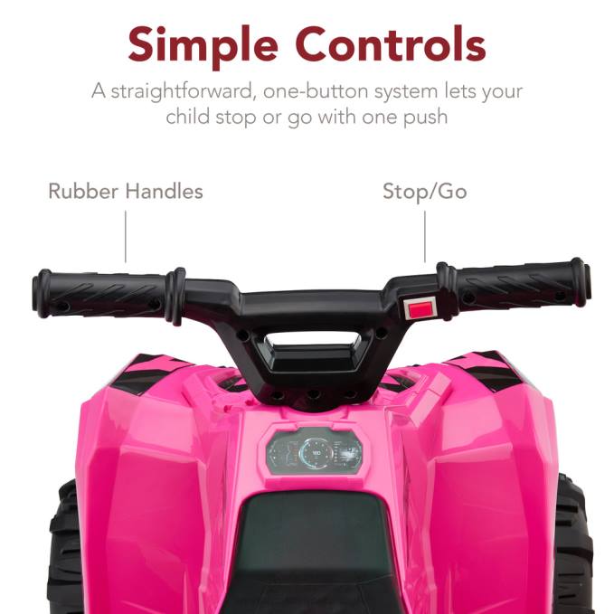 juguete y juego | Best Choice Products Coche quad atv de 4 ruedas para niños de 6 V con velocidad máxima de 1,8 mph y neumáticos con banda de rodadura Rosa caliente08BN526