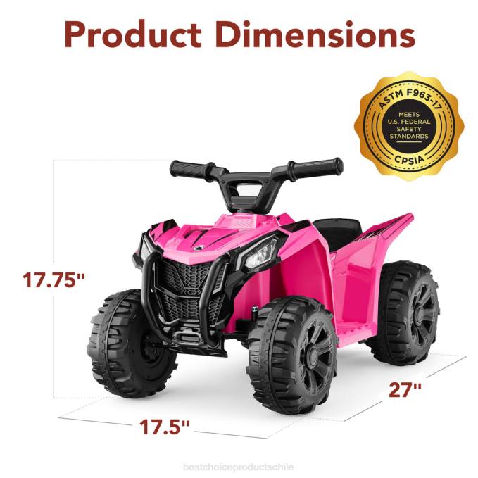 juguete y juego | Best Choice Products Coche quad atv de 4 ruedas para niños de 6 V con velocidad máxima de 1,8 mph y neumáticos con banda de rodadura Rosa caliente08BN526