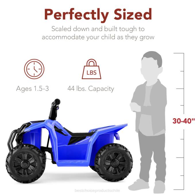 juguete y juego | Best Choice Products Coche quad atv de 4 ruedas para niños de 6 V con velocidad máxima de 1,8 mph y neumáticos con banda de rodadura azul08BN527