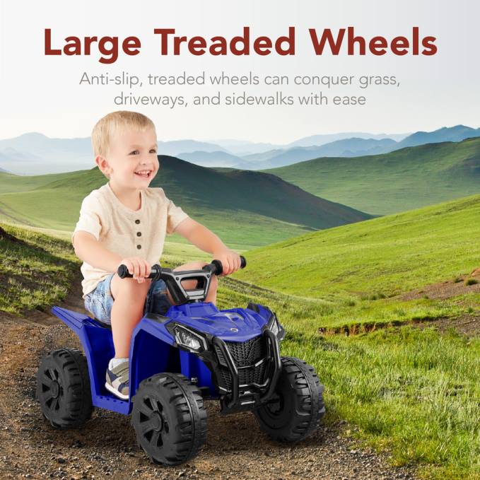 juguete y juego | Best Choice Products Coche quad atv de 4 ruedas para niños de 6 V con velocidad máxima de 1,8 mph y neumáticos con banda de rodadura azul08BN527