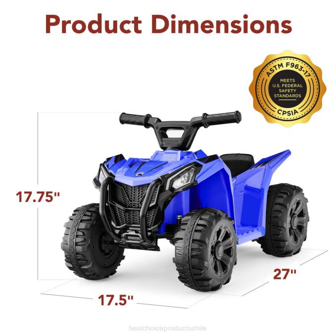 juguete y juego | Best Choice Products Coche quad atv de 4 ruedas para niños de 6 V con velocidad máxima de 1,8 mph y neumáticos con banda de rodadura azul08BN527
