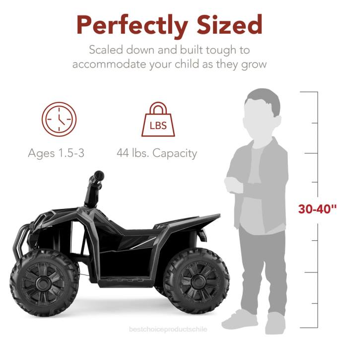 juguete y juego | Best Choice Products Coche quad atv de 4 ruedas para niños de 6 V con velocidad máxima de 1,8 mph y neumáticos con banda de rodadura negro08BN524