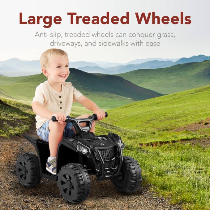 juguete y juego | Best Choice Products Coche quad atv de 4 ruedas para niños de 6 V con velocidad máxima de 1,8 mph y neumáticos con banda de rodadura negro08BN524