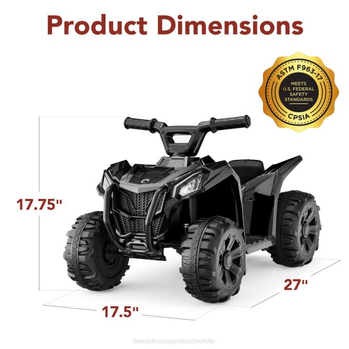juguete y juego | Best Choice Products Coche quad atv de 4 ruedas para niños de 6 V con velocidad máxima de 1,8 mph y neumáticos con banda de rodadura negro08BN524