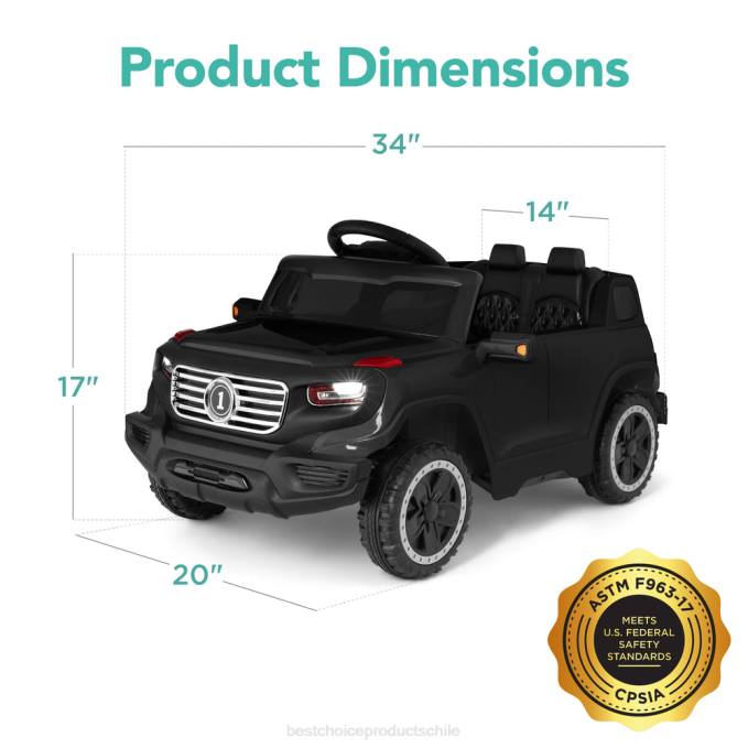 juguete y juego | Best Choice Products Juguete de camión para niños de 6v con control de padres rc, 3 velocidades, luces, bocina negro08BN1015