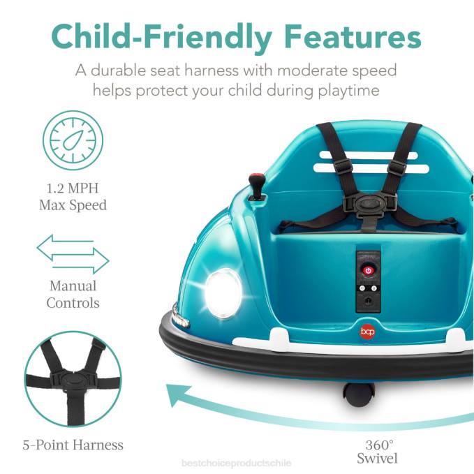 juguete y juego | Best Choice Products Los niños de 6 V viajan en un auto de choque de juguete con control remoto, arnés, luces y giro de 360 ​​grados. azul08BN505