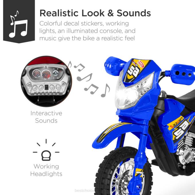 juguete y juego | Best Choice Products Moto de juguete eléctrica para niños de 6 voltios con ruedas de entrenamiento, luces y música azul08BN521