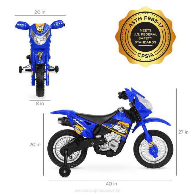 juguete y juego | Best Choice Products Moto de juguete eléctrica para niños de 6 voltios con ruedas de entrenamiento, luces y música azul08BN521