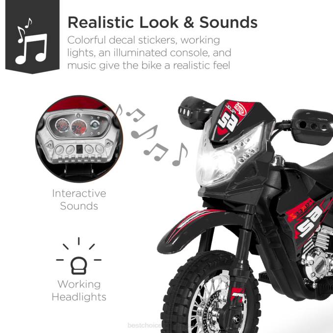 juguete y juego | Best Choice Products Moto de juguete eléctrica para niños de 6 voltios con ruedas de entrenamiento, luces y música negro08BN520