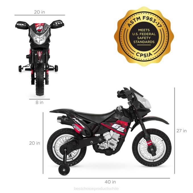juguete y juego | Best Choice Products Moto de juguete eléctrica para niños de 6 voltios con ruedas de entrenamiento, luces y música negro08BN520